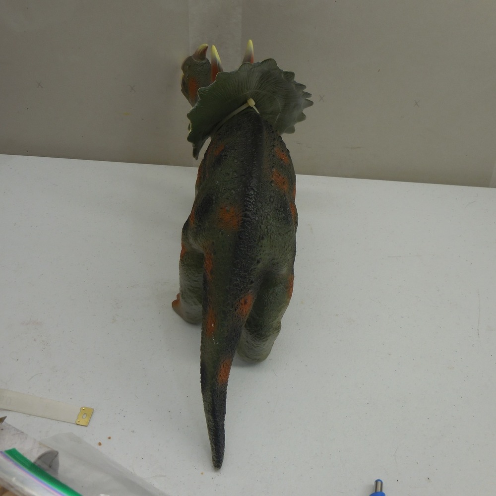 Toys R Us Triceratops Dinosaur Action Figure Large 17 Inch Green Orange Grey